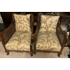 Image 1 : Set of 2 Lovely Cloth and Wooden Seats; One Seat is Broken - 25W, 32D, 34T