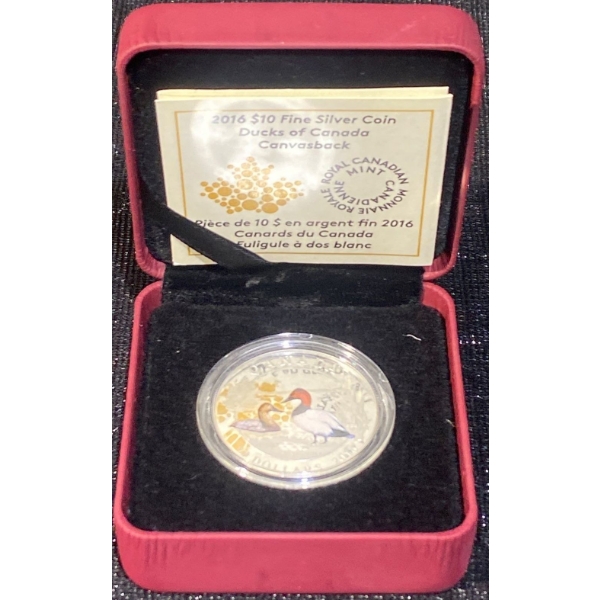 2016 $10 Ducks of Canada Canvasback Fine Silver Coin 15.87 Grams