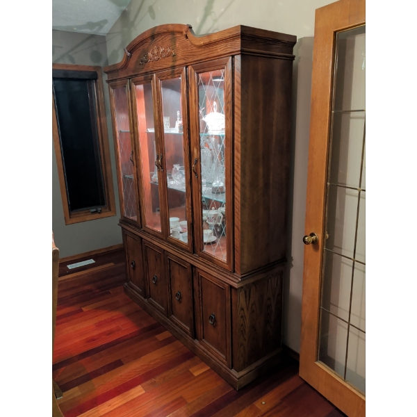 Traditional Cherry Wood China Hutch - Contents Not Included 53x18x61 Inches