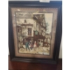 Image 1 : Framed Under Glass Needlepoint of Rural Town 26 w 31 1/2 h