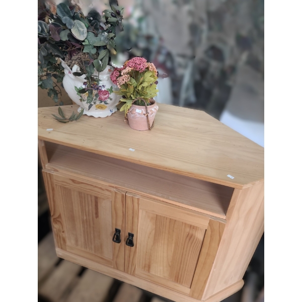 Wooden TV Cabinet 46 W, 23 D, 30 T and Artificial Plants- Largest Pot: 11" Diameter, 9 T 