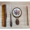 Image 1 : Vintage Grooming Set with Embroidered Mirror, Steel Letter Opener, and Decorative Combs