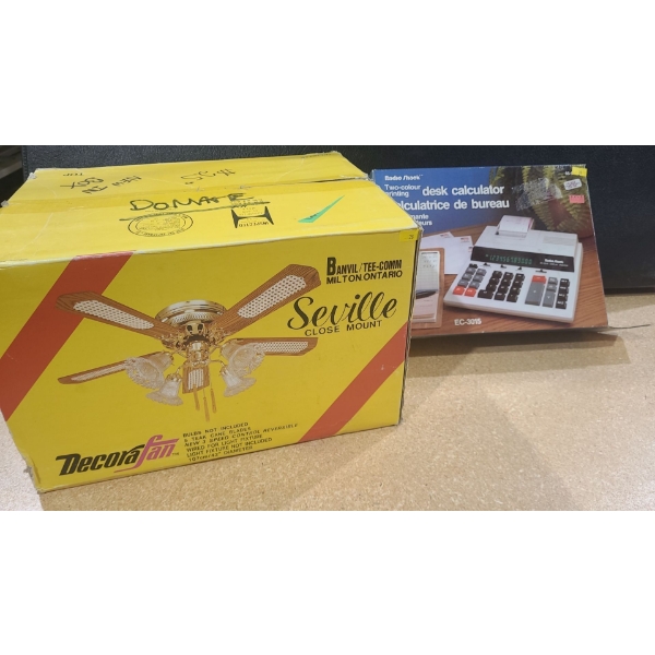 Seville Ceiling Fan Model FH442-5-7 and Vintage Radio Shack Calculator Model EC-3015