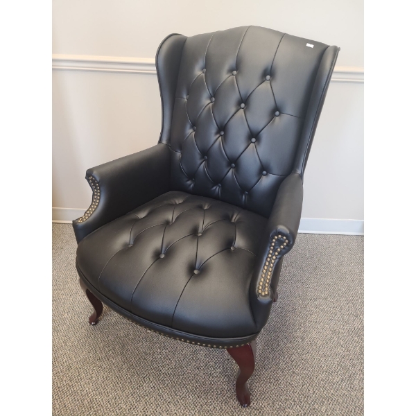 Faux Leather Tufted Arm Chair 30 W, 22 D, 41 T (1)