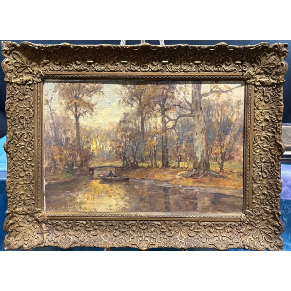 Illegible Signature Original Oil Landscape 23.5Wx15H