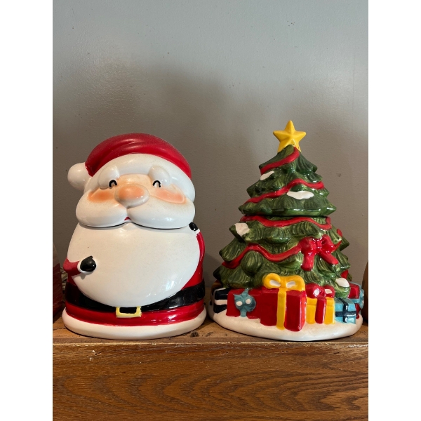 Santa and Christmas tree cookie jar
