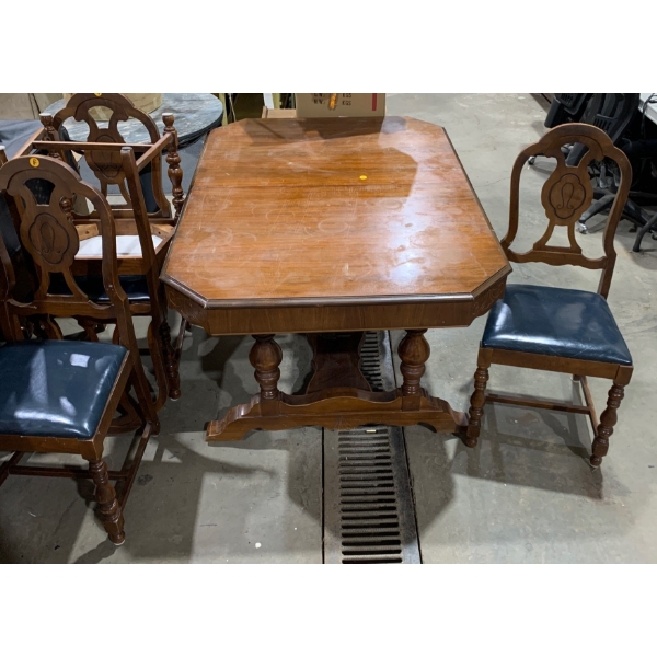 Vintage Hardwood Dining Table with 4 Chairs