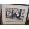Image 1 : Watercolor of Farm House by Carl Beam Framed Under Glass 24 1/2 w 21 h 