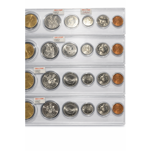 4 sets of 1992 coin sets representing March January, February and April
