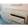 Image 3 : White wicker dresser with white wicker mirror and laundry hamper all matching in great condition. Dr