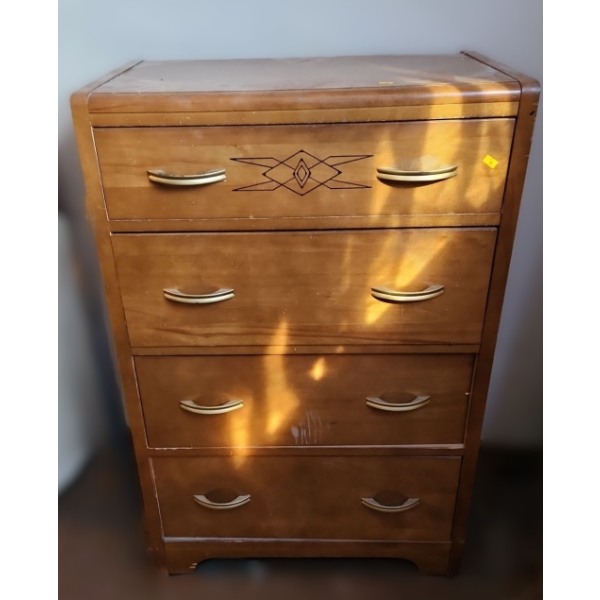 Vintage 4 Drawer Wooden Dresser 28 W, 16 D, 43 T 