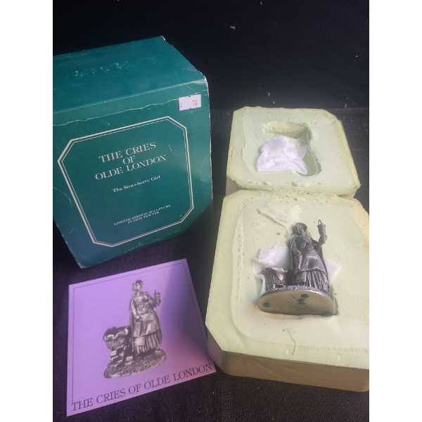 Cries of Olde London Pewter Figurine, Franklin Mint: The Strawberry Girl