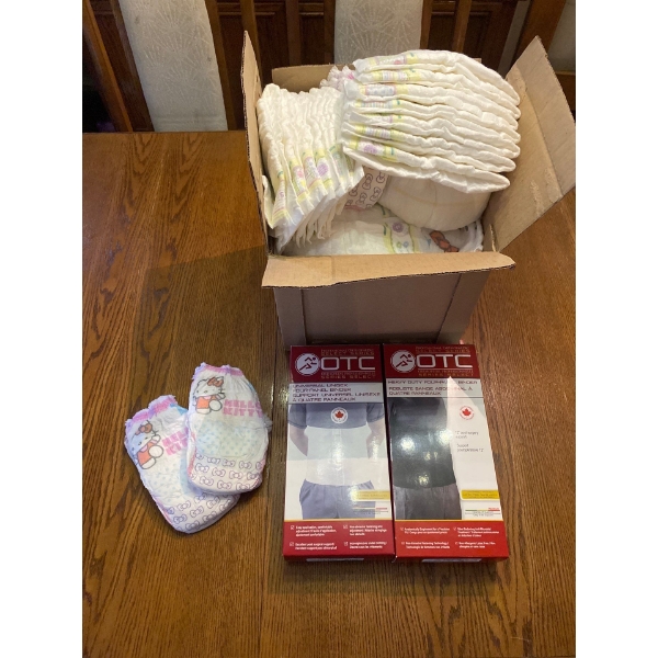 NEW Unisex 4 Panel Binders/Brace  w/ Obese Box Of Newborn Diapies 