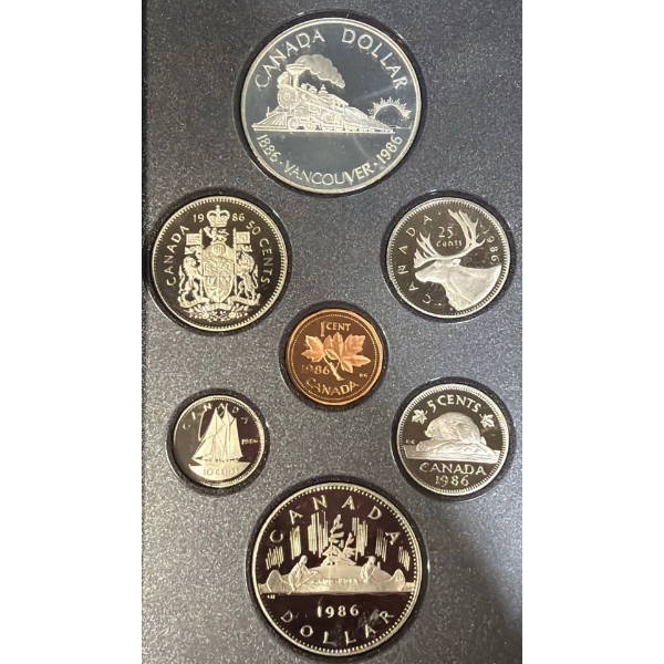 1986 Canadian Specimen Set With 50% Silver Dollar 23.33 Grams