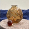 Image 3 :  Hand Painted Village Scene Glass Snuff Bottle  2.5H