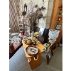 Image 1 : Wooden side table, vase with peacock feathers, variety of ashtrays and matchbox holder along with ot