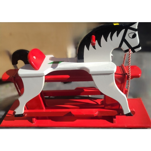 Painted Wooden Rocking Horse 38 W, 9 D, 24 T