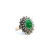 Image 2 : 14k Yellow Gold Ring w/ Jadeite Centre Stone and Diamonds - Weighs 9.3g 
