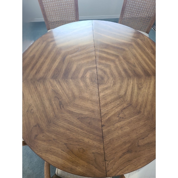 Dining Table 46" Diameter Top, 29 T w/ Two Arm 21 W, 19 D, 37 T, Four Side 19 W, 19 D, 37 T Chairs