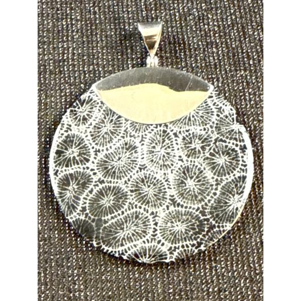 Sterling Silver Fossil Coral Pendant 10.9g