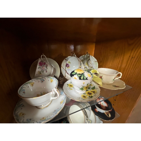 six sets of China cups, and saucers with various shelf, one manufacturers stampschina