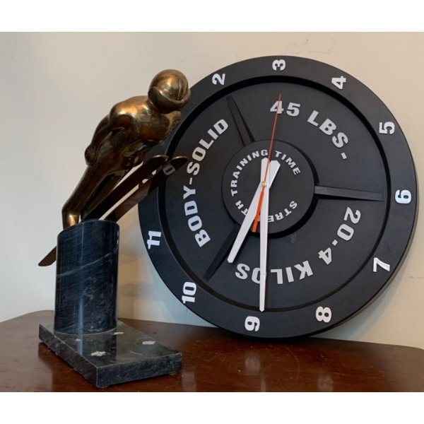 Brass Athlete Set In Granite Base 15L w/ Wall Clock