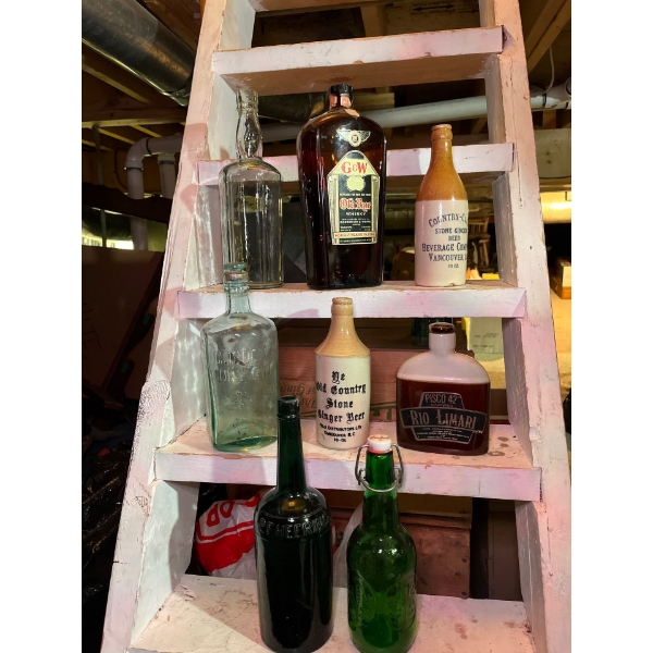 antique bottle collection 8 in total whiskey, bottles, ginger beer bottles scotch bottles all ve