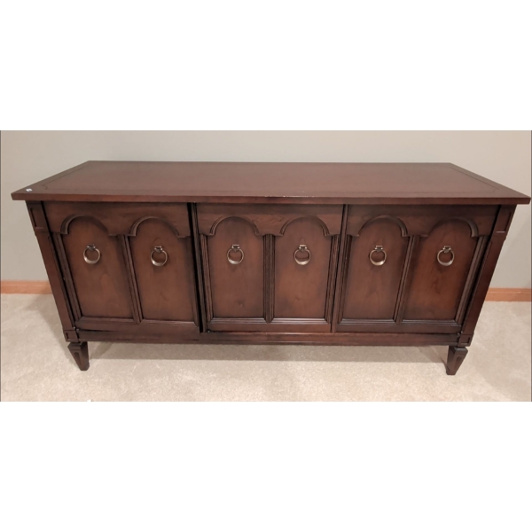 Vintage Mahogany Console Cabinet 61x19x30 w/ Contents - JVC Turn Table & more