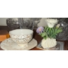 Image 3 : Handblown Art Glass Bird Bath Figurine w/ Pinwheel Crystal Vase Collection 