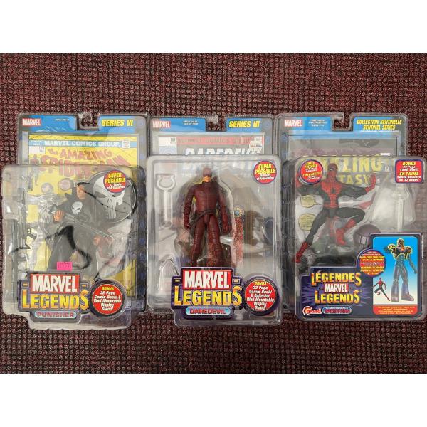 Marvel Legends Sealed 2005 Spider-Man, Punisher, and Daredevil Figure Lot