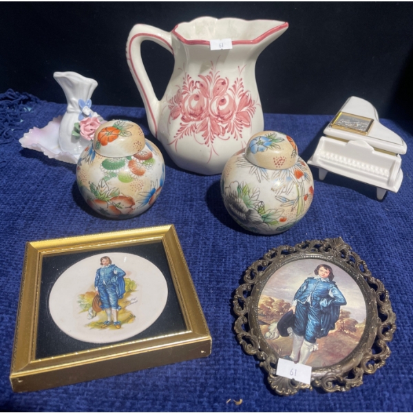 Mini Ginger Jars, Mini Piano Trinket Box & Two Little Boy Blue Pictures