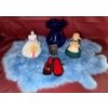 Image 1 : Hand Blown Cobalt Blue Vase 6T w/ Genuine Rabbit Fur Pelt Mini Violin & More