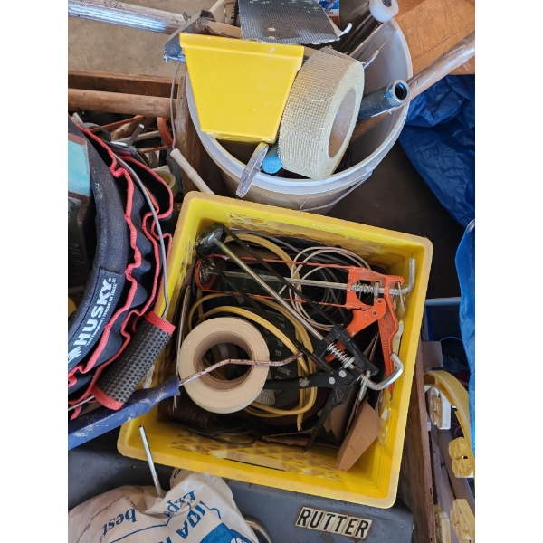Selection of Garage Items: Painting Supplies, Small Toolboxes, Wrenches & more