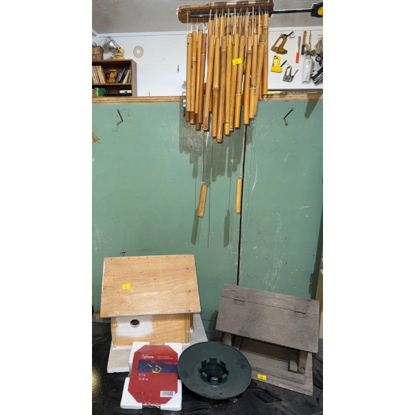 Garden Essentials - Bird Houses & Tiki Wood  Wind Chime 