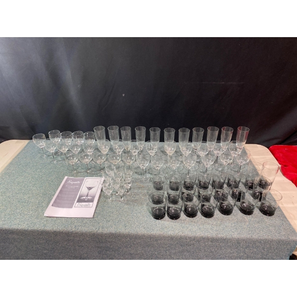 Exquisite Stemware 116 Piece Glass Set (2 Totes Worth)