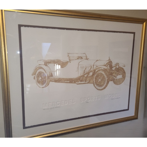 Mercedes Sports Model Numbered Print 93/ 500 by Catherine O'Connor 38.5 X 30.5 , Framed Under Glass 