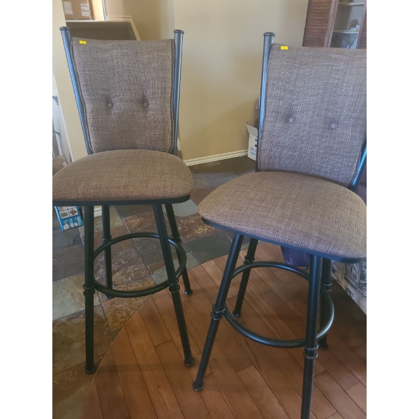 Set of 2 Metal Barstools with Swivel Seat (49"T, 20"W, 17"D)