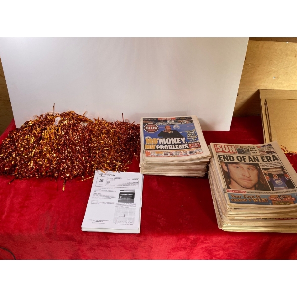 Pom Poms, Various Years of News Papers, and Roster Papers