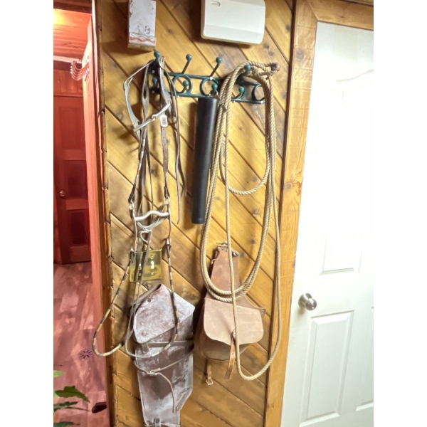 Cowboy Items Leather Gun Holster Rope & Saddle Bag 