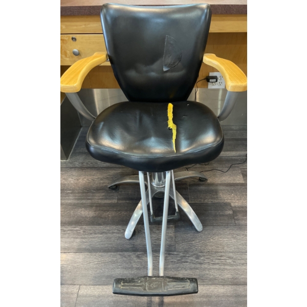 Orbit Hydraulic Salon Styling Chair 4 - Genuine Leather w/ Brushed Nickel - 22x24x37