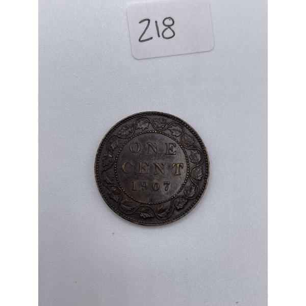 1907 Canadian Large One cent
