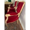 Image 4 : 2 PCS. Neo Baroque Red Velvet Parlor Chairs 34T ( One Is Slightly Deflated )