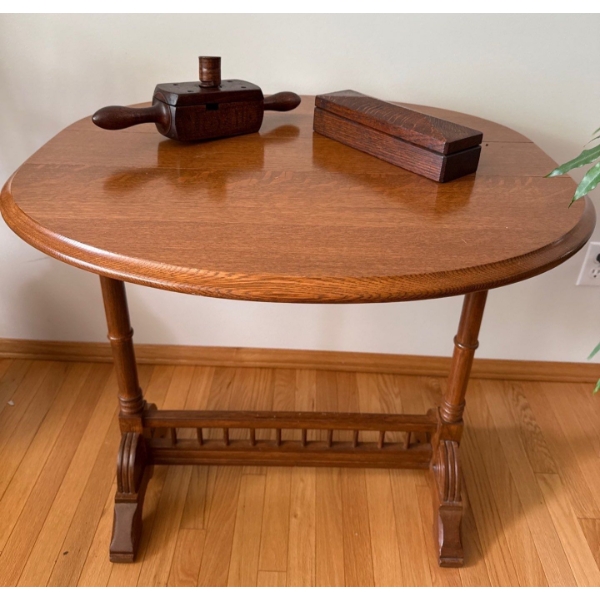 Antique 'RW" Screw Die Box & Sharpening Block w/ Wooden Folding Side Table (29W, 28T) 