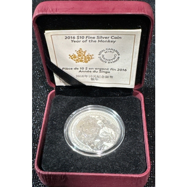 2016 Year of the Monkey $10 Fine Silver Coin