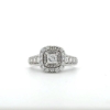 Image 1 : White Gold Ring with 0.35 ct Natural Diamond and Diamond Halo- 14 K Stamped