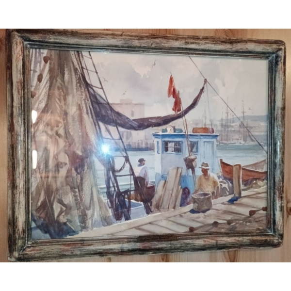 Gordon Grant's "On the Guinea Dock"  Framed Painting 26" x 17"tall