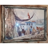 Image 1 : Gordon Grant's "On the Guinea Dock"  Framed Painting 26" x 17"tall