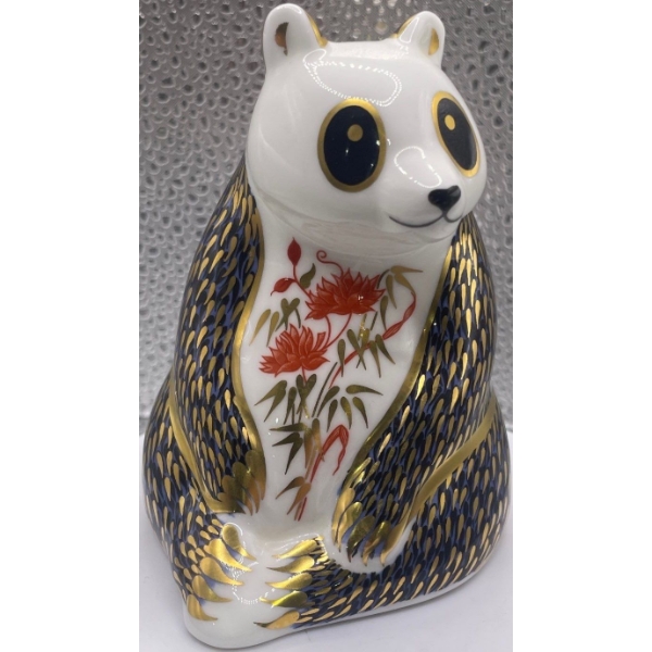 Gorgeous English Royal Crown Derby Bone China Panda Figurine  - 4.5In Tall 