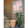 Image 1 : large planter With Vase Silk Plants & Large Flower Painting H39" w30"