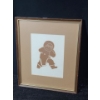 Image 1 : Untitled: Drummer, Artist: Unknown, Block Print Framed Under Glass 13.5 X 16.5